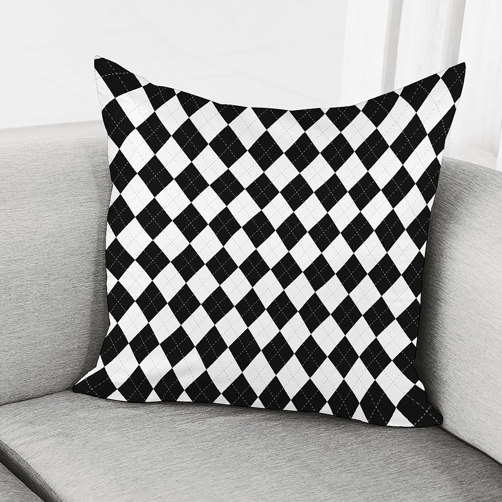 White And Black Argyle Pattern Print Pillow Cover