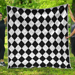 White And Black Argyle Pattern Print Quilt