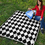 White And Black Argyle Pattern Print Quilt