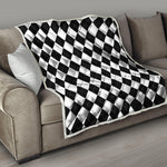 White And Black Argyle Pattern Print Quilt