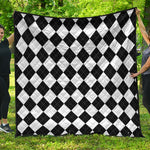 White And Black Argyle Pattern Print Quilt