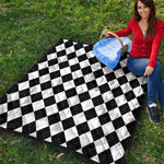 White And Black Argyle Pattern Print Quilt