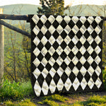 White And Black Argyle Pattern Print Quilt