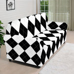 White And Black Argyle Pattern Print Sofa Cover