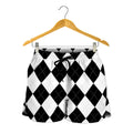 White And Black Argyle Pattern Print Women's Shorts