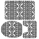 White And Black Aztec Pattern Print 3 Piece Bath Mat Set