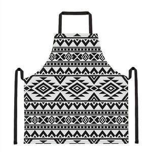 White And Black Aztec Pattern Print Apron