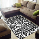 White And Black Aztec Pattern Print Area Rug GearFrost