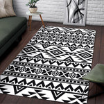 White And Black Aztec Pattern Print Area Rug GearFrost