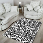 White And Black Aztec Pattern Print Area Rug GearFrost