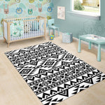 White And Black Aztec Pattern Print Area Rug GearFrost