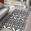 White And Black Aztec Pattern Print Floor Mat