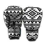 White And Black Aztec Pattern Print Boxing Gloves