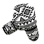 White And Black Aztec Pattern Print Boxing Gloves