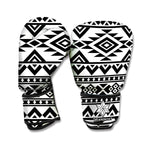 White And Black Aztec Pattern Print Boxing Gloves