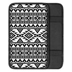 White And Black Aztec Pattern Print Car Center Console Cover