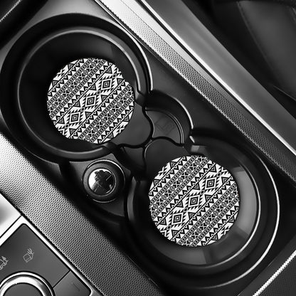 White And Black Aztec Pattern Print Car Coasters