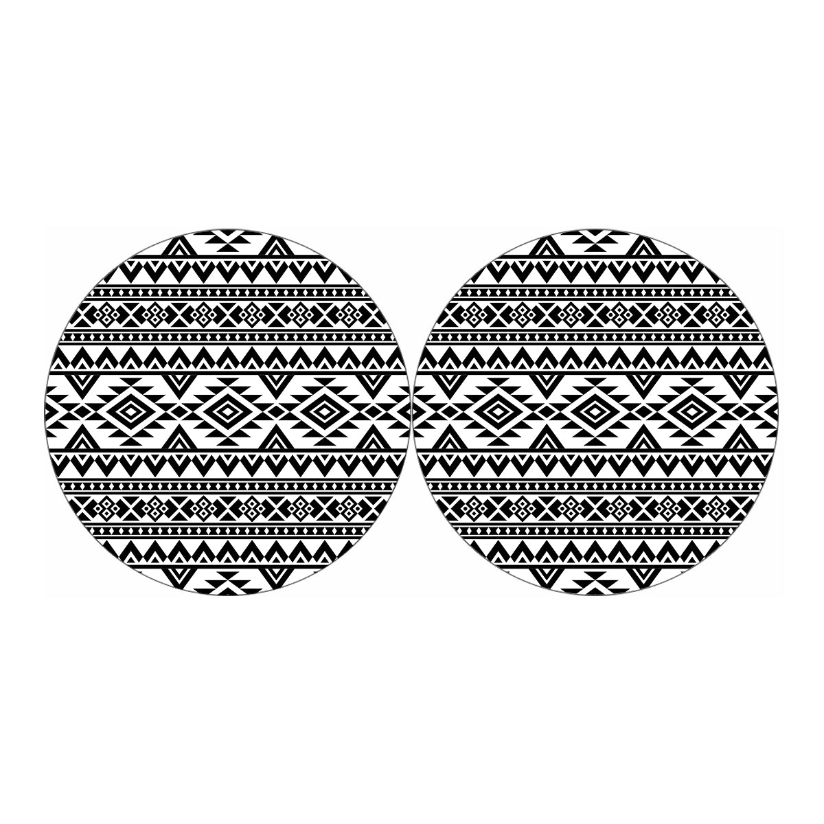 White And Black Aztec Pattern Print Car Coasters