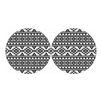 White And Black Aztec Pattern Print Car Coasters