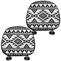White And Black Aztec Pattern Print Car Headrest Covers