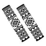 White And Black Aztec Pattern Print Car Seat Belt Covers