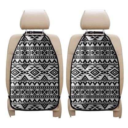White And Black Aztec Pattern Print Car Seat Organizers