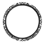 White And Black Aztec Pattern Print Car Steering Wheel Cover