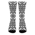 White And Black Aztec Pattern Print Crew Socks