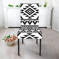 White And Black Aztec Pattern Print Dining Chair Slipcover
