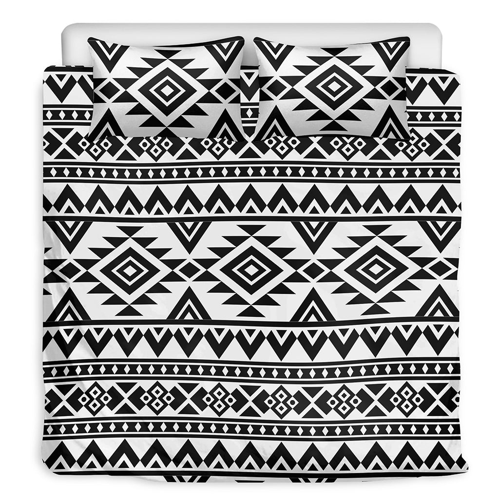 White And Black Aztec Pattern Print Duvet Cover Bedding Set