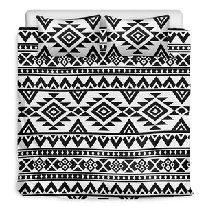 White And Black Aztec Pattern Print Duvet Cover Bedding Set