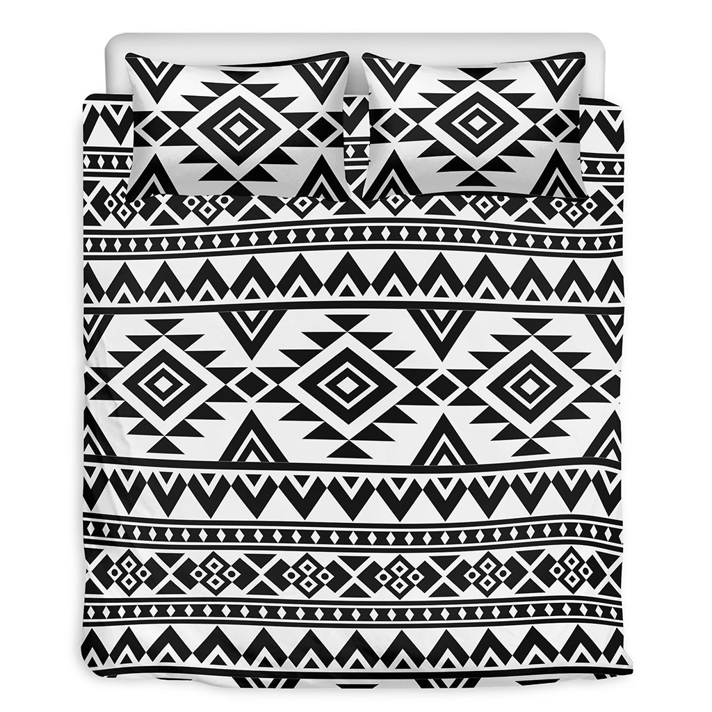 White And Black Aztec Pattern Print Duvet Cover Bedding Set