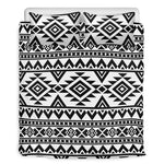 White And Black Aztec Pattern Print Duvet Cover Bedding Set