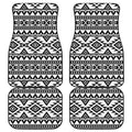 White And Black Aztec Pattern Print Front and Back Car Floor Mats