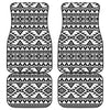 White And Black Aztec Pattern Print Front and Back Car Floor Mats