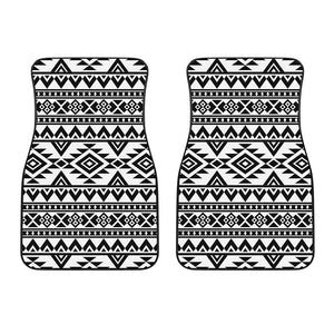 White And Black Aztec Pattern Print Front Car Floor Mats