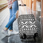 White And Black Aztec Pattern Print Luggage Cover GearFrost