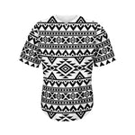 White And Black Aztec Pattern Print Men's Baseball Jersey