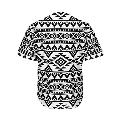 White And Black Aztec Pattern Print Men's Baseball Jersey