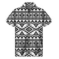 White And Black Aztec Pattern Print Men's Short Sleeve Shirt