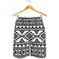 White And Black Aztec Pattern Print Men's Shorts