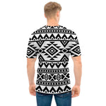 White And Black Aztec Pattern Print Men's T-Shirt