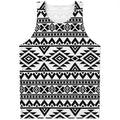 White And Black Aztec Pattern Print Men's Tank Top