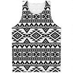 White And Black Aztec Pattern Print Men's Tank Top