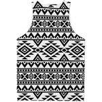 White And Black Aztec Pattern Print Men's Tank Top