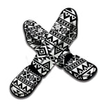 White And Black Aztec Pattern Print Muay Thai Shin Guard