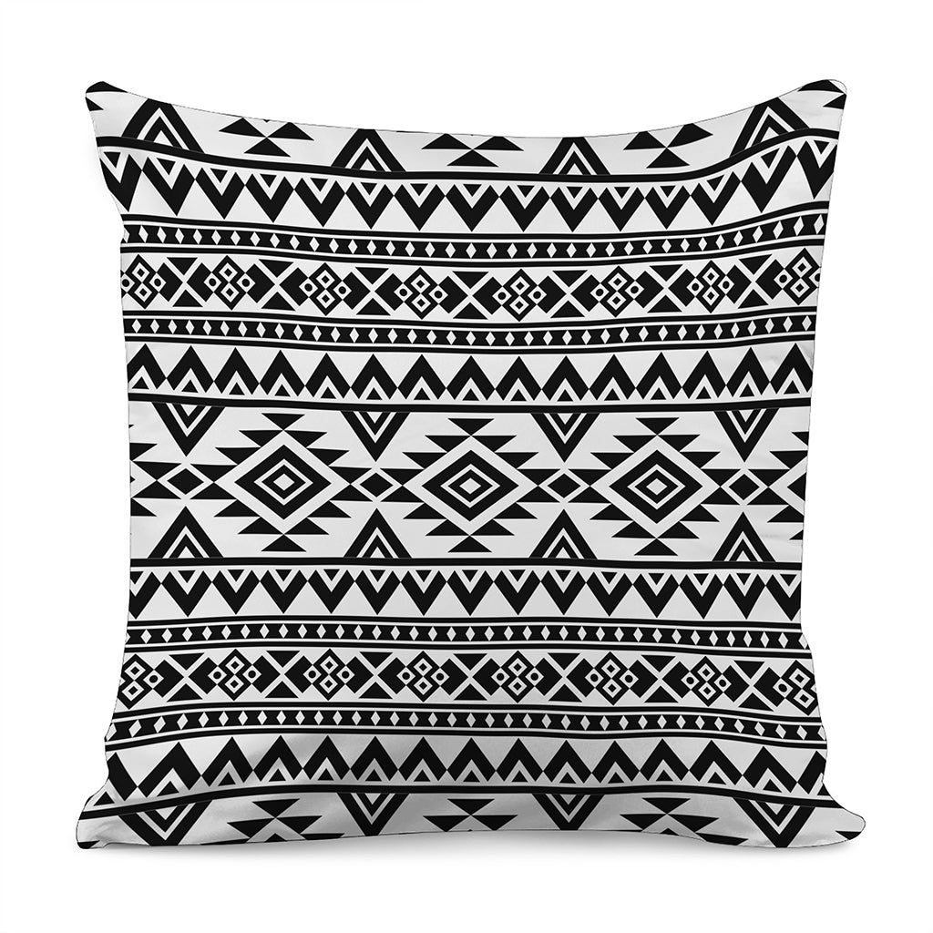 White And Black Aztec Pattern Print Pillow Cover