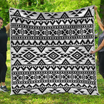 White And Black Aztec Pattern Print Quilt
