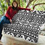 White And Black Aztec Pattern Print Quilt