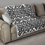 White And Black Aztec Pattern Print Quilt